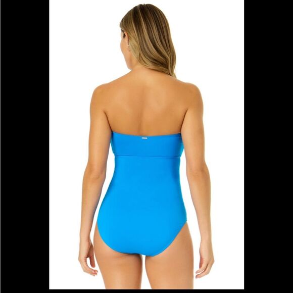 Anne Cole | Live In Color Strapless Bandeau Keyhole Shirred One Piece Swimsuit 8 - Picture 2 of 15